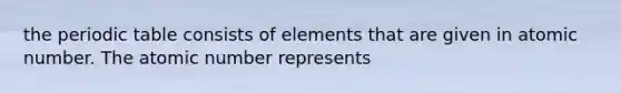 the periodic table consists of elements that are given in atomic number. The atomic number represents