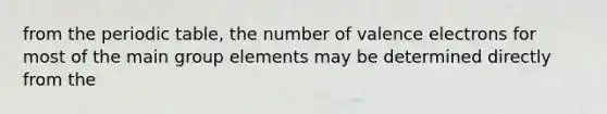 from the periodic table, the number of valence electrons for most of the main group elements may be determined directly from the