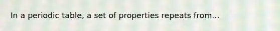 In a periodic table, a set of properties repeats from...