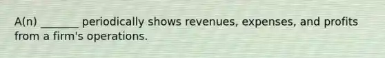 A(n) _______ periodically shows revenues, expenses, and profits from a firm's operations.