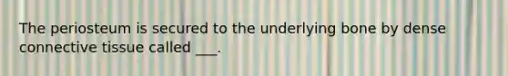 The periosteum is secured to the underlying bone by dense connective tissue called ___.