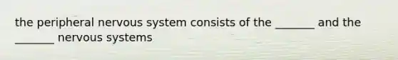 the peripheral nervous system consists of the _______ and the _______ nervous systems
