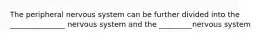 The peripheral nervous system can be further divided into the _______________ nervous system and the _________nervous system