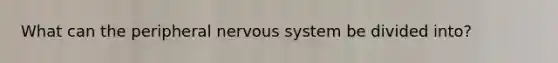 What can the peripheral nervous system be divided into?