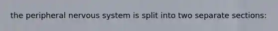 the peripheral nervous system is split into two separate sections: