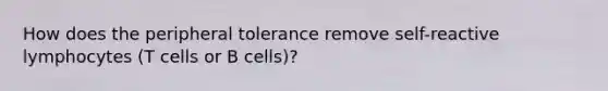 How does the peripheral tolerance remove self-reactive lymphocytes (T cells or B cells)?