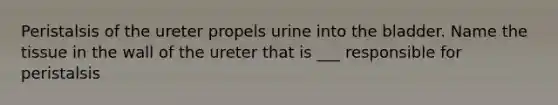 Peristalsis of the ureter propels urine into the bladder. Name the tissue in the wall of the ureter that is ___ responsible for peristalsis