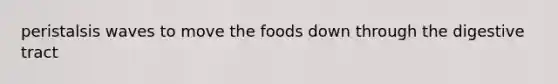 peristalsis waves to move the foods down through the digestive tract