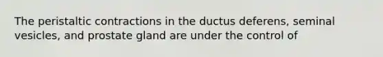 The peristaltic contractions in the ductus deferens, seminal vesicles, and prostate gland are under the control of