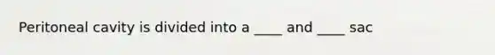 Peritoneal cavity is divided into a ____ and ____ sac