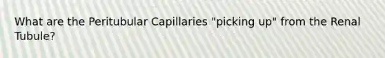 What are the Peritubular Capillaries "picking up" from the Renal Tubule?