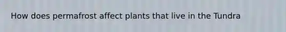 How does permafrost affect plants that live in the Tundra