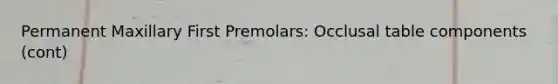 Permanent Maxillary First Premolars: Occlusal table components (cont)