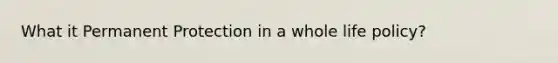 What it Permanent Protection in a whole life policy?