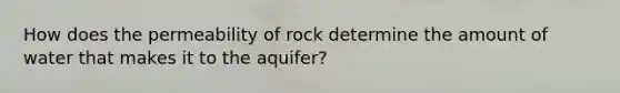 How does the permeability of rock determine the amount of water that makes it to the aquifer?