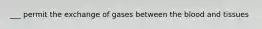 ___ permit the exchange of gases between the blood and tissues