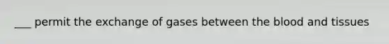 ___ permit the exchange of gases between the blood and tissues