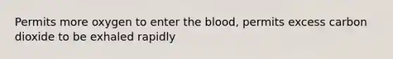 Permits more oxygen to enter the blood, permits excess carbon dioxide to be exhaled rapidly