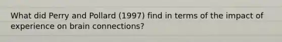 What did Perry and Pollard (1997) find in terms of the impact of experience on brain connections?