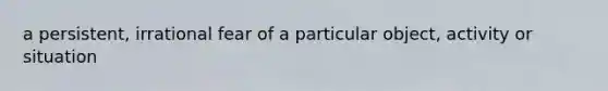 a persistent, irrational fear of a particular object, activity or situation