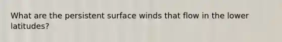 What are the persistent surface winds that flow in the lower latitudes?