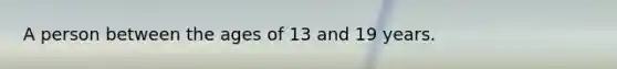 A person between the ages of 13 and 19 years.