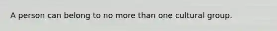 A person can belong to no more than one cultural group.