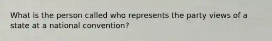 What is the person called who represents the party views of a state at a national convention?