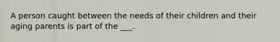 A person caught between the needs of their children and their aging parents is part of the ___.