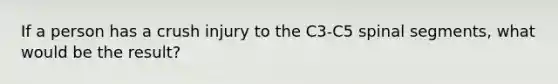 If a person has a crush injury to the C3-C5 spinal segments, what would be the result?