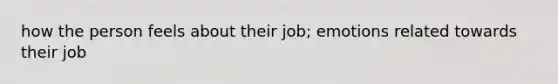 how the person feels about their job; emotions related towards their job