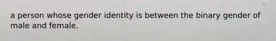 a person whose gender identity is between the binary gender of male and female.