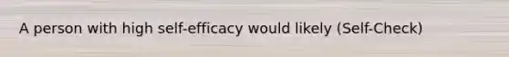 A person with high self-efficacy would likely (Self-Check)