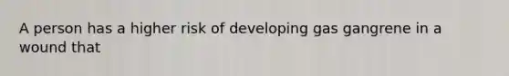 A person has a higher risk of developing gas gangrene in a wound that