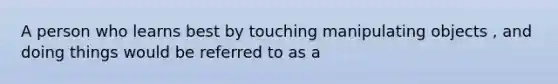 A person who learns best by touching manipulating objects , and doing things would be referred to as a