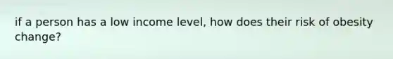 if a person has a low income level, how does their risk of obesity change?