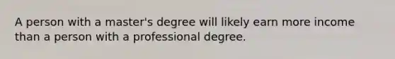 A person with a master's degree will likely earn more income than a person with a professional degree.