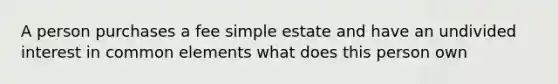 A person purchases a fee simple estate and have an undivided interest in common elements what does this person own