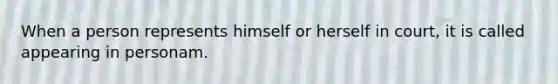 When a person represents himself or herself in court, it is called appearing in personam.