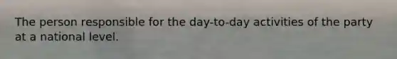 The person responsible for the day-to-day activities of the party at a national level.