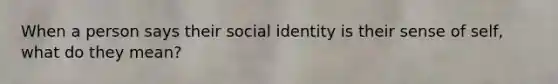 When a person says their social identity is their sense of self, what do they mean?