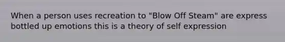 When a person uses recreation to "Blow Off Steam" are express bottled up emotions this is a theory of self expression