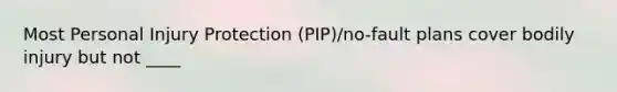 Most Personal Injury Protection (PIP)/no-fault plans cover bodily injury but not ____