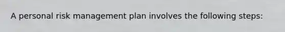 A personal risk management plan involves the following steps: