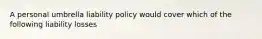 A personal umbrella liability policy would cover which of the following liability losses