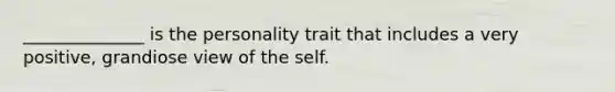 ______________ is the personality trait that includes a very positive, grandiose view of the self.