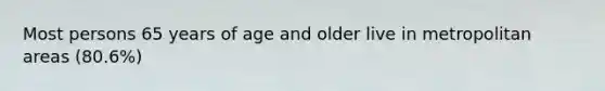 Most persons 65 years of age and older live in metropolitan areas (80.6%)