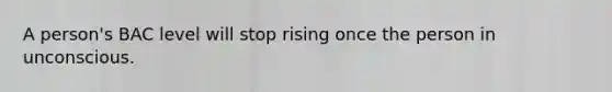 A person's BAC level will stop rising once the person in unconscious.