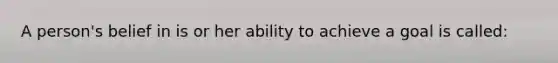 A person's belief in is or her ability to achieve a goal is called: