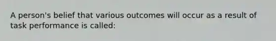 A person's belief that various outcomes will occur as a result of task performance is called: